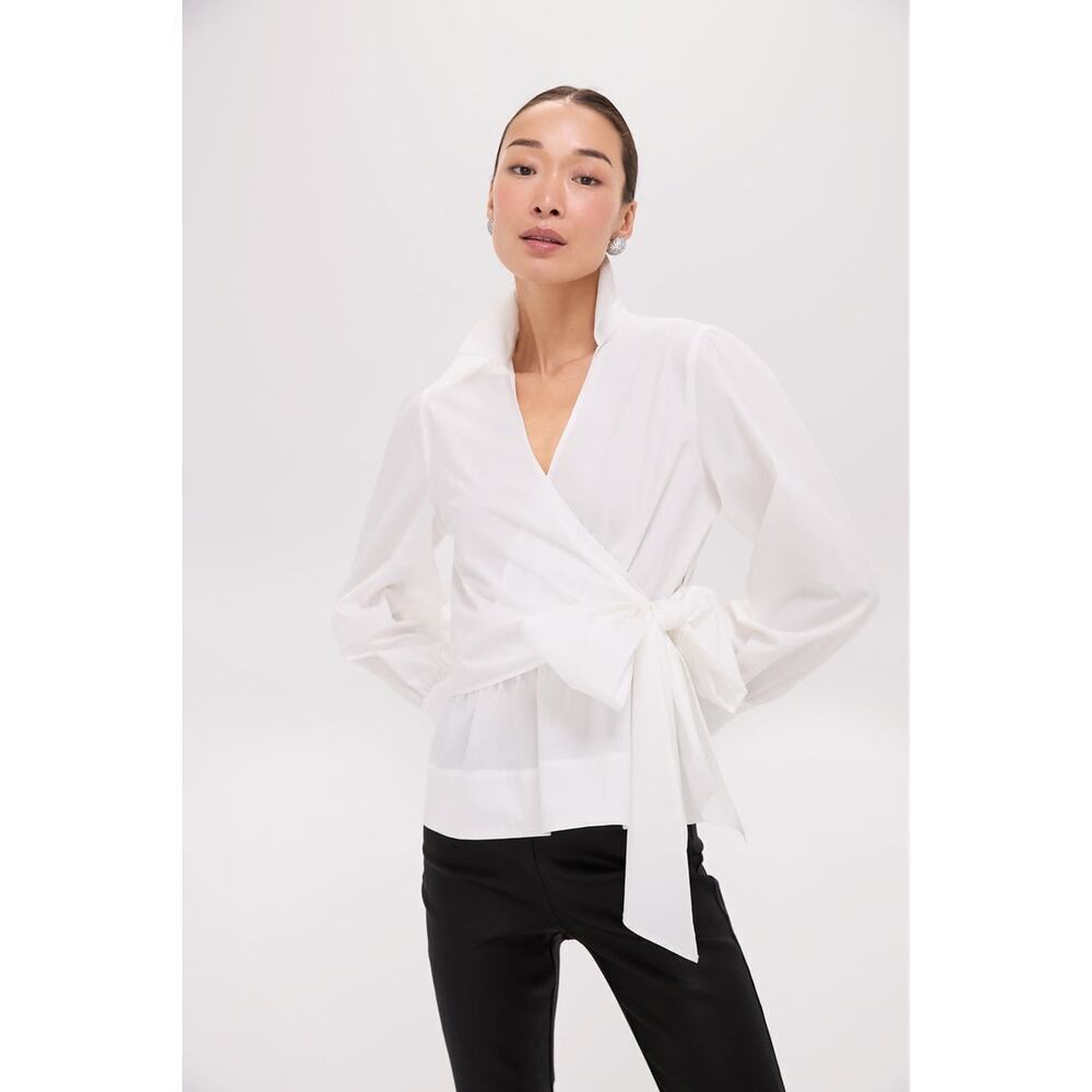 TUCKERNUCK White Tie Front Bow Bea Blouse Size XXL NWT Retail $168 Tuckernuck